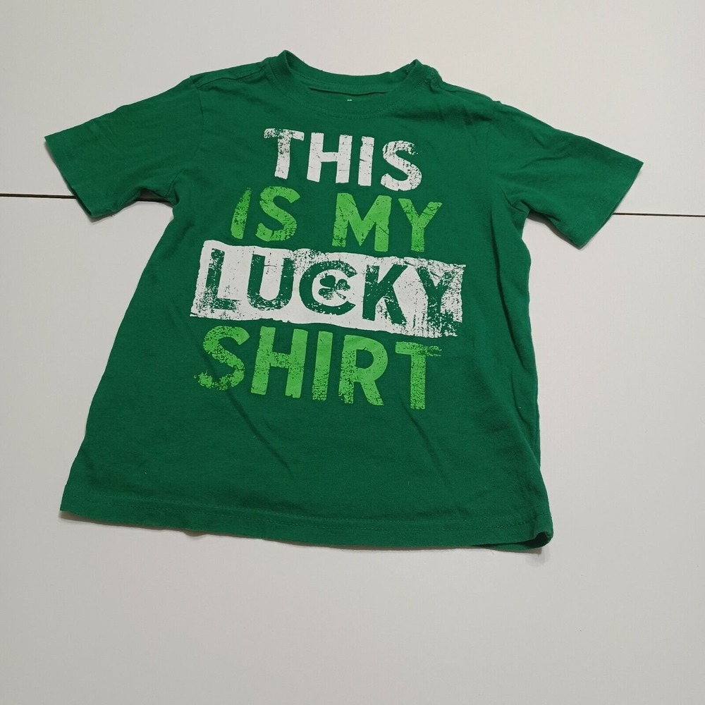 Shamrock Unisex Graphic T-Shirt Green White This Is My Lucky Shirt Crew Neck XS